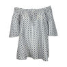 PERSONA by Marina Rinaldi N.O.W line women's patterned corolla blouse white/light blue 21.7112102 BIG