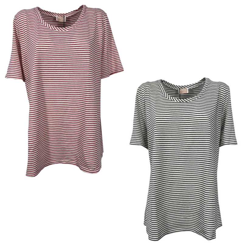 PERSONA by Marina Rinaldi linea N.O.W t-shirt donna rigata 31.7971013 VANDA 96% viscosa 4% elastan