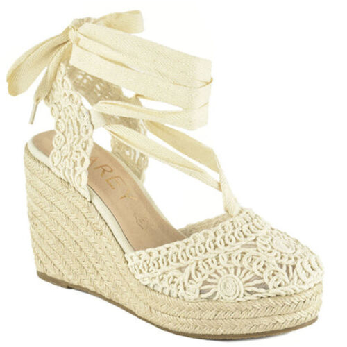 AZAREY ivory lace women's espadrille 494G460 MADE IN SPAIN