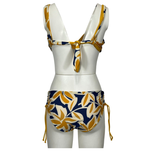 FEELING by JUSTMINE women's bikini: blue/yellow/cream floral pattern, Underwire, Cup C | B2702 C6025 | Made in Italy