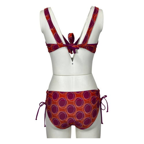 FEELING by JUSTMINE women's bikini: pattern with orange/fuchsia circles, Underwire, Cup C | B2702 C6026 | Made in Italy