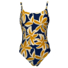 FEELING by JUSTMINE one-piece swimsuit: blue/yellow/cream floral pattern | A706 6025 | Made in Italy