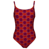 Costume intero FEELING by JUSTMINE: double-face fantasia cerchi arancio/fuxia | A706 6026 | Made in Italy
