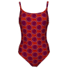 FEELING by JUSTMINE one-piece swimsuit: double-face orange/fuchsia circles pattern | A706 6026 | Made in Italy
