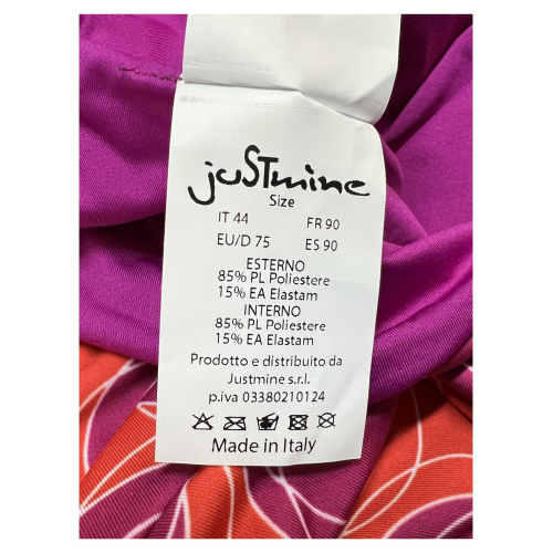 Costume intero FEELING by JUSTMINE: double-face fantasia cerchi arancio/fuxia | A706 6026 | Made in Italy