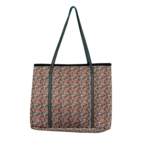 Woman bag printed JUSTMINE fantasy emerald/orange/lila | SHOPPERS | K108 8028 SHOPPERS | Made in Italy