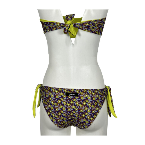 Women's reversible bikini JUSTMINE purple/rust/lime pattern | B2770 8028 | Made in Italy