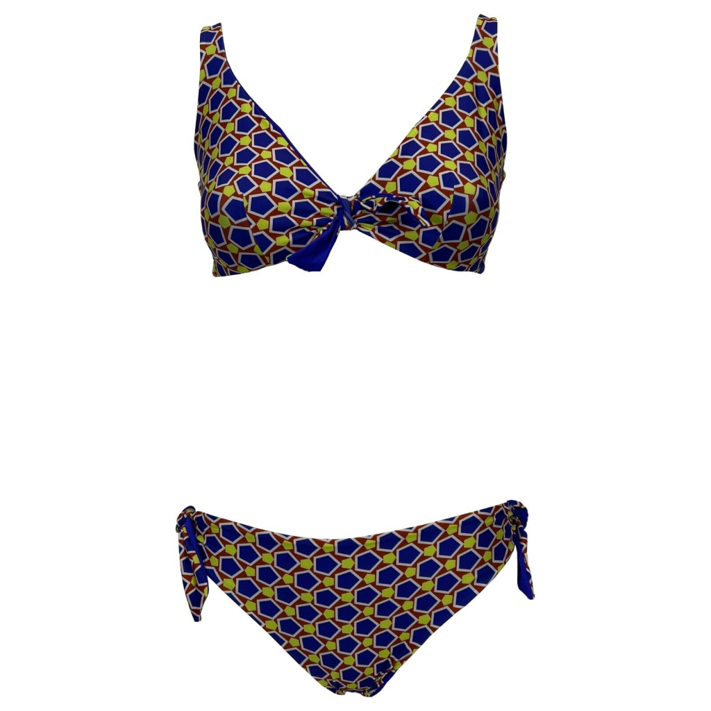JUSTMINE reversible sailing bikini | purple/rust/lime pattern | B2699 C8022 | Made in Italy