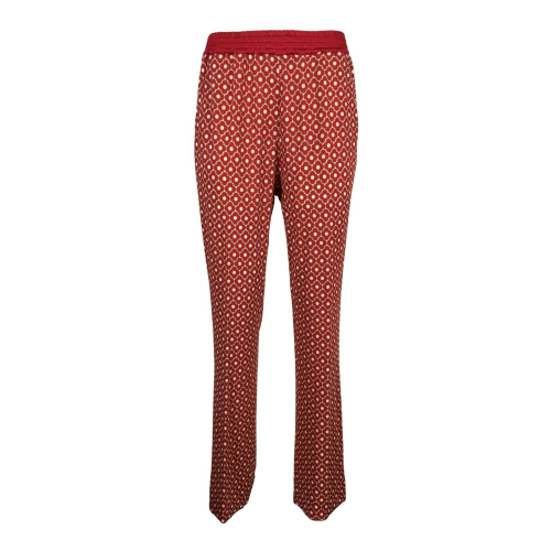 Pantalone donna in jersey di viscosa VIA MASINI 80  | Mod. M694GL  | rosso/ecru | MADE IN ITALY