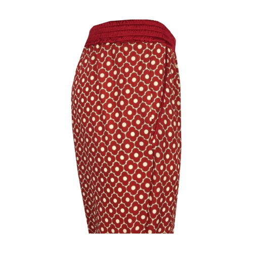 Pantalone donna in jersey di viscosa VIA MASINI 80  | Mod. M694GL  | rosso/ecru | MADE IN ITALY