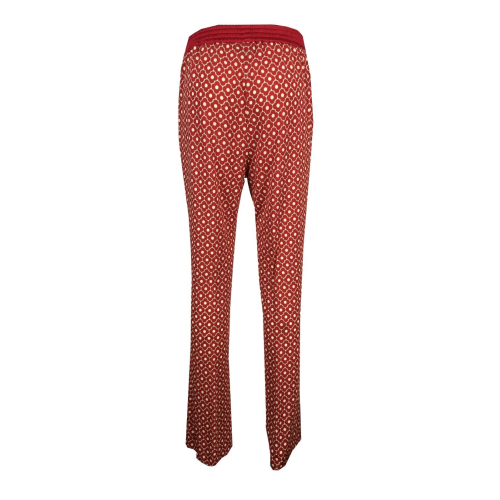 Women's trousers in viscose jersey VIA MASINI 80 | Model M694GL | red/ecru | MADE IN ITALY