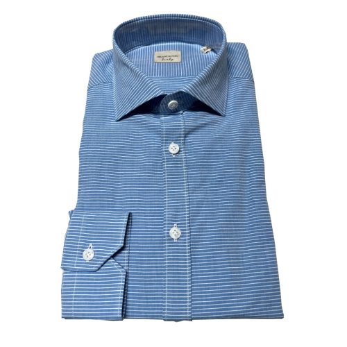 Camicia uomo azzurro righe bianche slim cotone leggero BRANCACCIO linea FUNKY  | Mod. SG41Y0 SLIM GIO’ HBN0511 | MADE IN ITALY