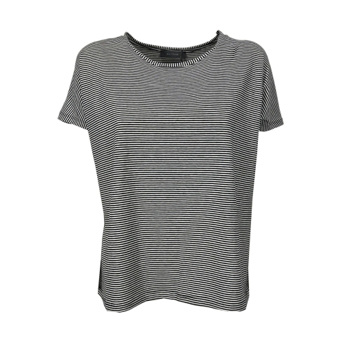NEIRAMI women's crew neck t-shirt with dropped sleeves and stripes T778MY EASY MADE IN ITALY