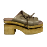Women's dove gray slide sandal 1725.a, 100% leather ART. KITE 05 Made in Italy