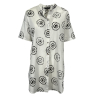 Women's white maxi shirt with black afro print NEIRAMI, 100% cotton, T755 MA, MADE IN ITALY
