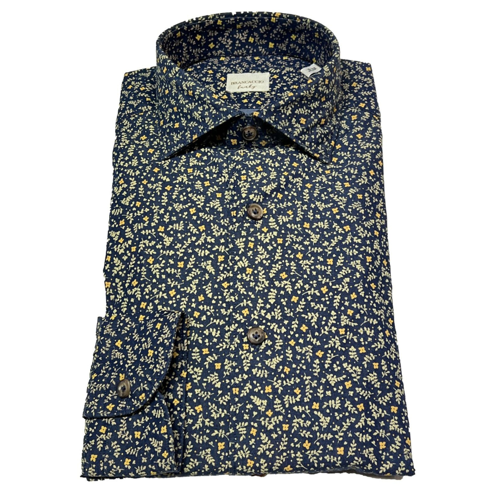 Multicolor light blue floral shirt BRANCACCIO FUNKY line 100% cotton GG00Y1 GOLD GIO' GDG3508 MADE IN ITALY