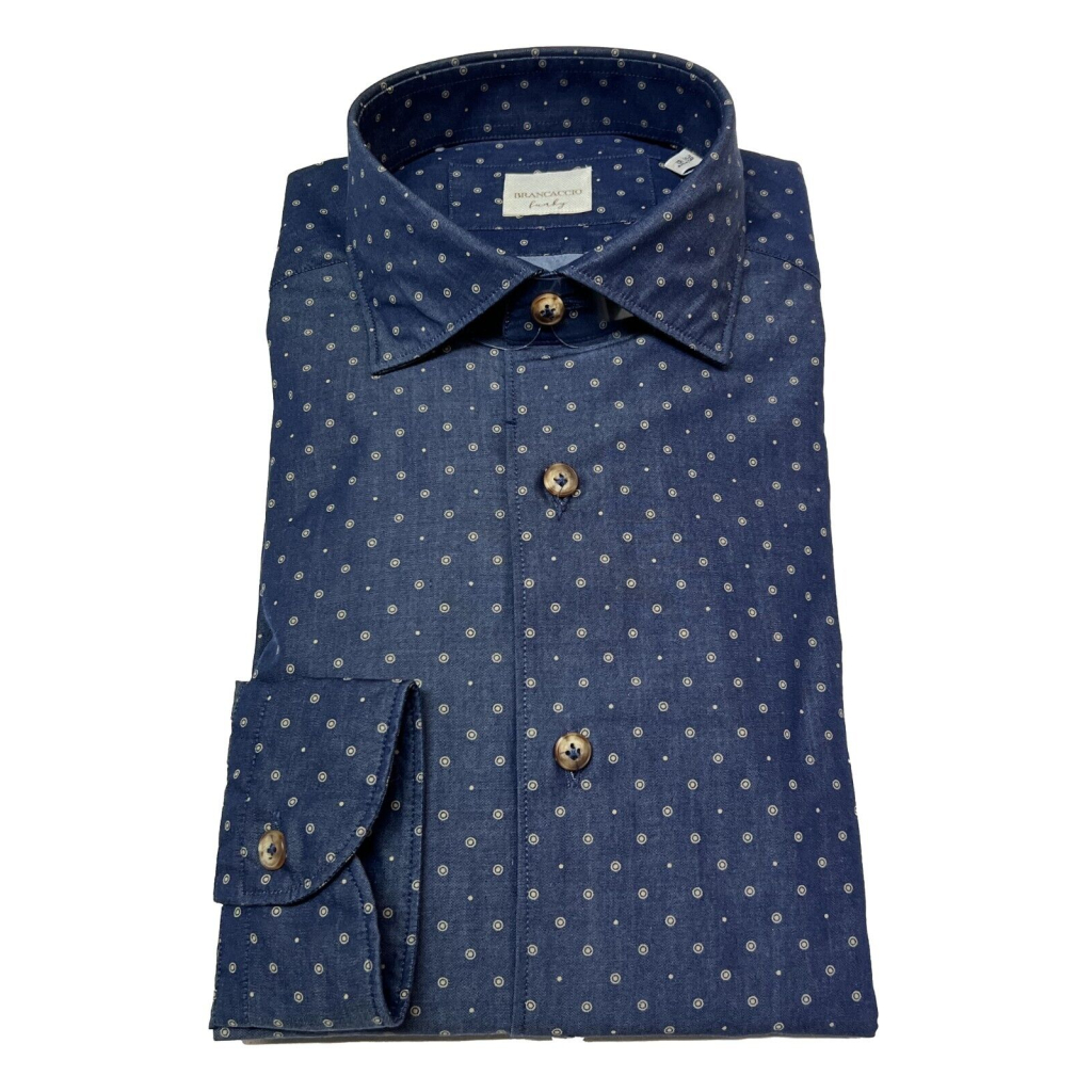 Camicia denim pois fango BRANCACCIO linea FUNKY 100% cotone GG00Y1 GOLD GIO’ GBR1604 MADE IN ITALY