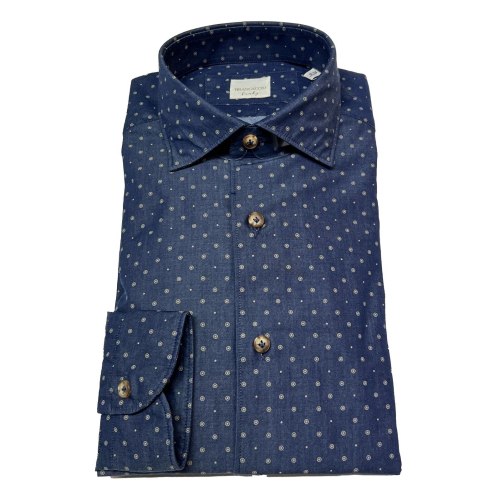 Camicia denim pois fango BRANCACCIO linea FUNKY 100 cotone GG00Y1 GOLD GIO GBR1604 MADE IN ITALY