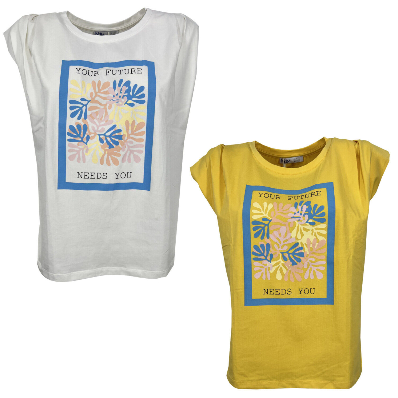 T-shirt donna con stampa Md’M 95% cotone 5% elastan 6.42171.10 MADE IN PORTUGAL
