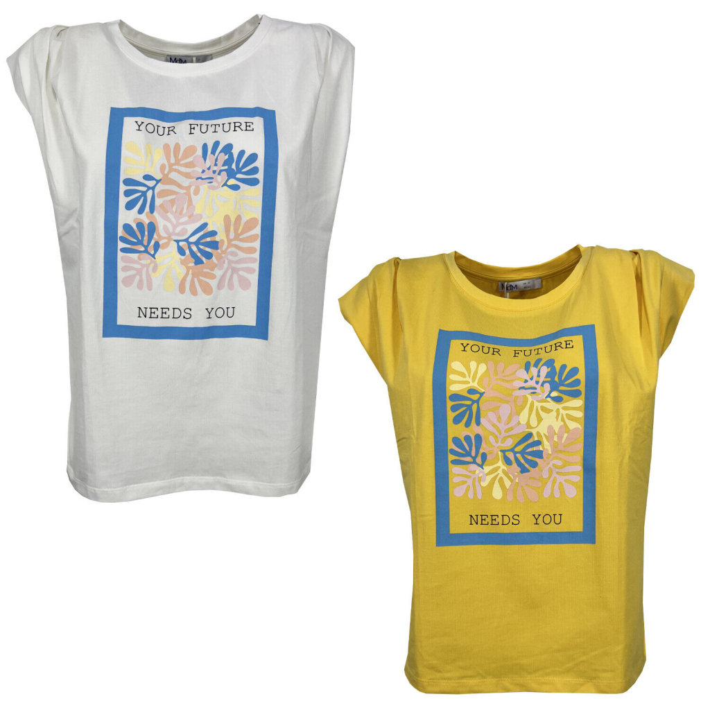 T-shirt donna con stampa Md’M 95% cotone 5% elastan 6.42171.10 MADE IN PORTUGAL