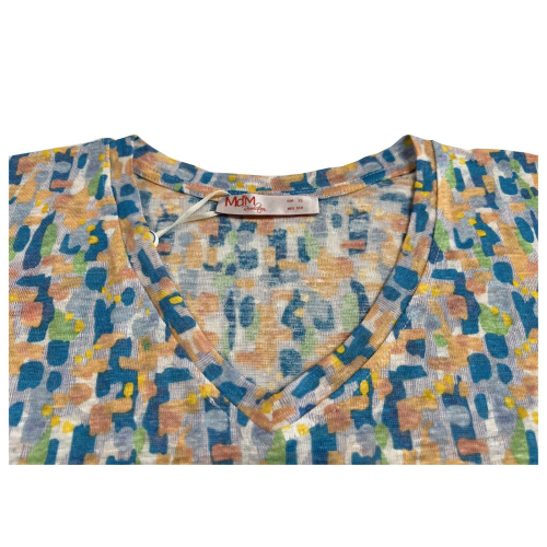 Women's multicolor patterned linen T-shirt Md'M 100% linen 6.42.615.10