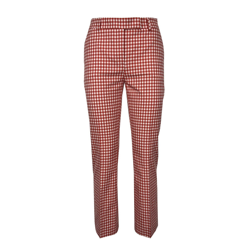 Vichy trumpet woman trousers VIA MASINI 80 52% cotton 43% polyamide 5% elastane MADE IN ITALY