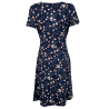 Women's crossed blue jersey dress with white / red flowers LA FEE MARABOUTEE mod FF-RO-SOPONI
