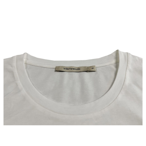 Women's cream t-shirt with LA FEE MARABOUTEE print 100% cotton mod FF-TS-STITCH MADE IN PORTUGAL