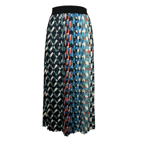 Woman multicolor pleated skirt LA FEE MARABOUTEE 100% polyester mod FF-JU-CHANA-Z MADE IN ITALY