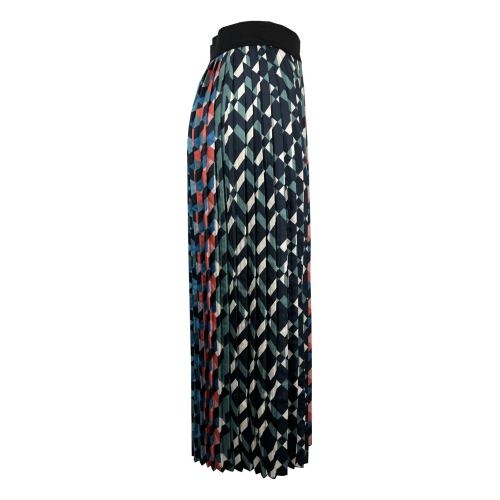 Woman multicolor pleated skirt LA FEE MARABOUTEE 100% polyester mod FF-JU-CHANA-Z MADE IN ITALY