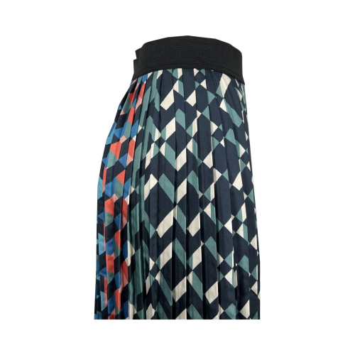 Woman multicolor pleated skirt LA FEE MARABOUTEE 100% polyester mod FF-JU-CHANA-Z MADE IN ITALY