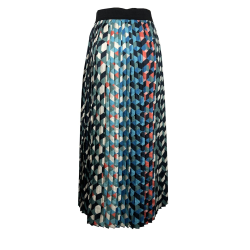 Woman multicolor pleated skirt LA FEE MARABOUTEE 100% polyester mod FF-JU-CHANA-Z MADE IN ITALY