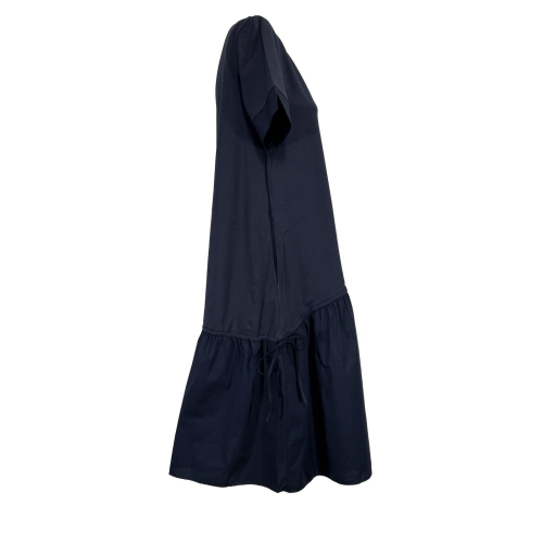 Woman blue jersey dress + HUMILITY 1949 fabric 97% cotton 3% elastane mod HD-RO-RANIERI MADE IN ITALY-RENDA MADE IN ITALY