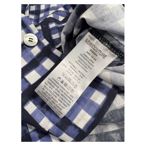 Women's oversized checked shirt SEMICOUTURE 100% cotton S3SS04 SABELLA MADE IN ITALY