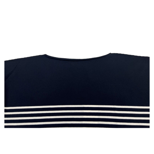 LIVIANA CONTI women's blue white striped oversized sweater F1SA40 65% viscose 35% polyamide MADE IN ITALY