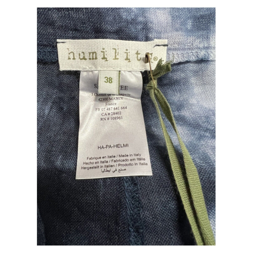 HUMILITY 1949 woman blue palazzo trousers tye and dye HA-PA-HELMI 100% linen MADE IN ITALY