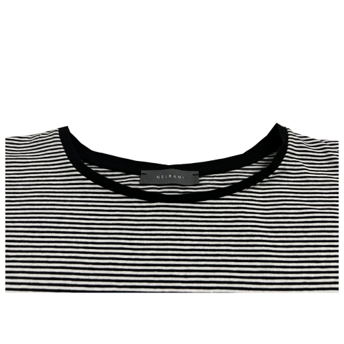 NEIRAMI ecru/black striped jersey woman dress D724ST 96% cotton 4% elastane MADE IN ITALY