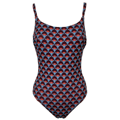 JUSTMINE turquoise/red/plum reversible one-piece swimsuit A706J 8026 MADE IN ITALY