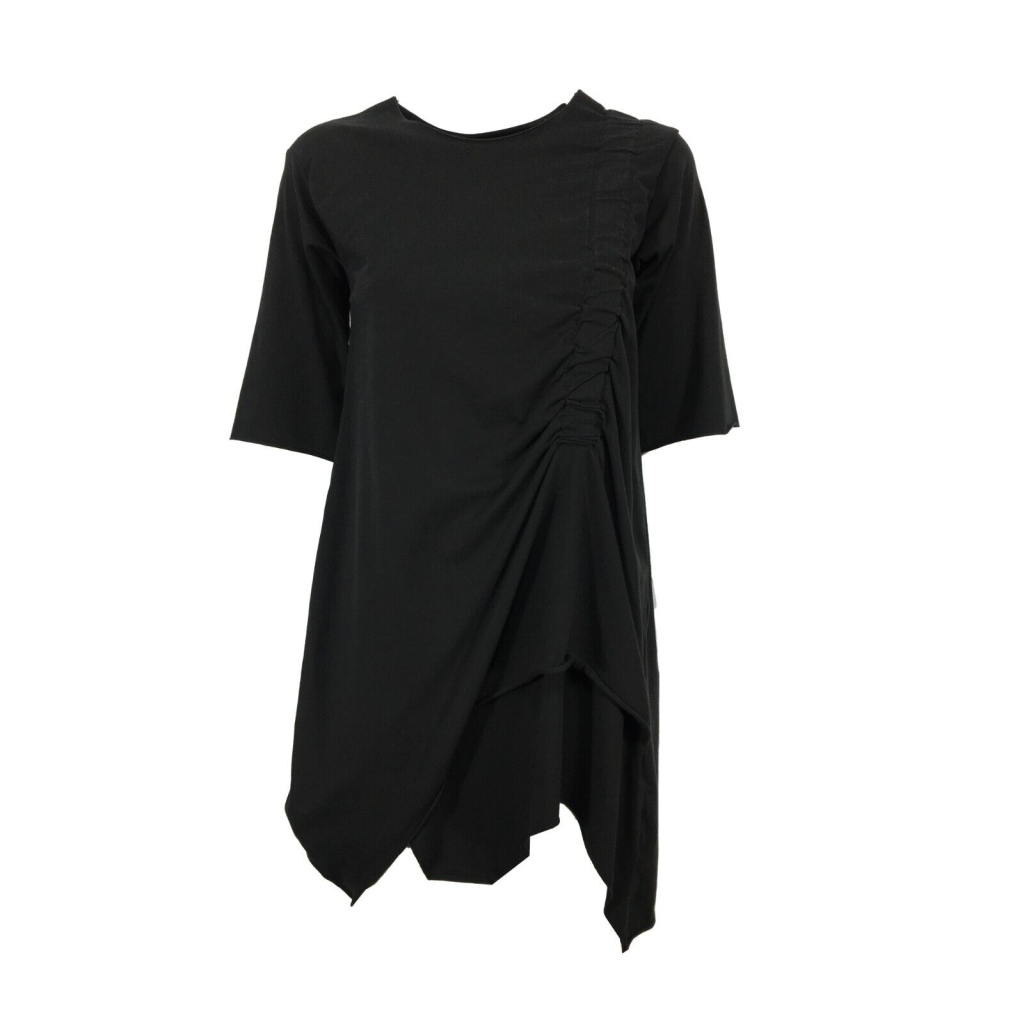 INDUSTRIAL maxi t-shirt donna nera felpa garzata W15 90% cotone 10% elastan MADE IN ITALY