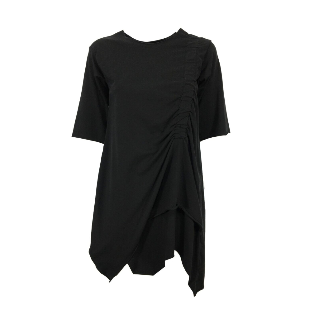 INDUSTRIAL woman maxi t-shirt black brushed fleece W15 90% cotton 10% elastane MADE IN ITALY