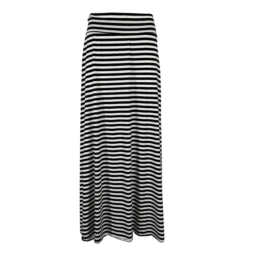 LABO.ART woman long flared white/blue striped skirt FIASCO JERSEY STRIPED 95% cotton 5% elastane MADE IN ITALY