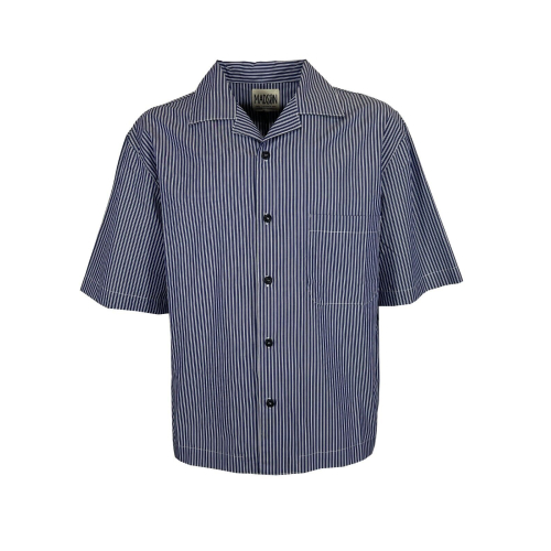 MADSON by BottegaChilometriZero camicia uomo over righe bianco/blu DU23045 100% cotone MADE IN ITALY