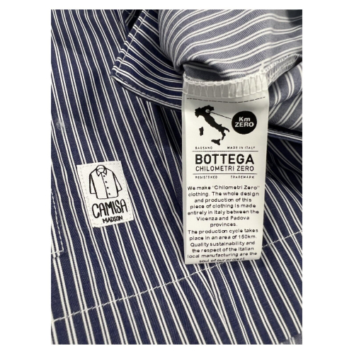 MADSON by BottegaChilometriZero white/blue over striped man shirt DU23045 100% cotton MADE IN ITALY