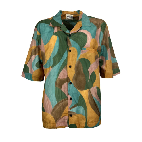 MADSON by BottegaChilometriZero camicia uomo multicolor over DU23041 100% cotone MADE IN ITALY