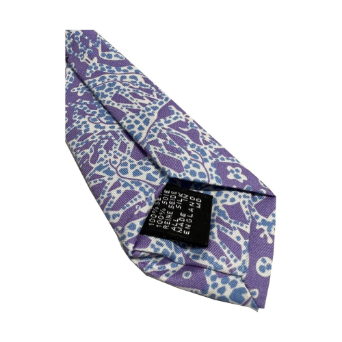 DRAKE'S LONDON men's lined tie with giraffe pattern, wisteria/light blue MADE IN ENGLAND