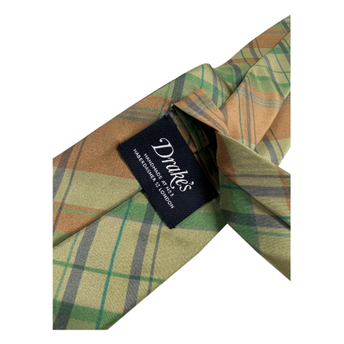 DRAKE’S LONDON cravatta uomo madras multicolore cm 147x8 100% seta MADE IN ENGLAND