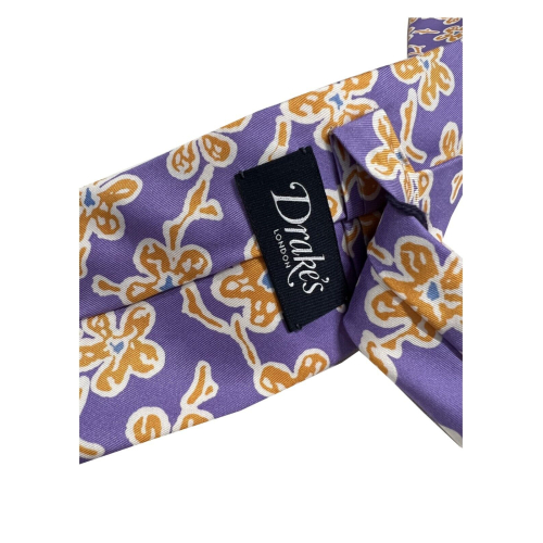 DRAKE'S LONDON Men's lined tie floral wisteria pattern MADE IN ENGLAND