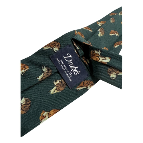 DRAKE'S LONDON fan lined tie. dogs cm 147x8 100% wool MADE IN ENGLAND