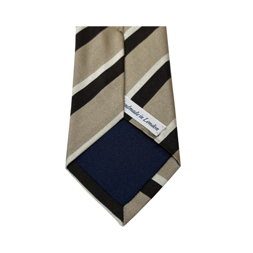 DRAKE'S LONDON men's lined tie with beige/brown/white stripes 147x7 cm MADE IN ENGLAND