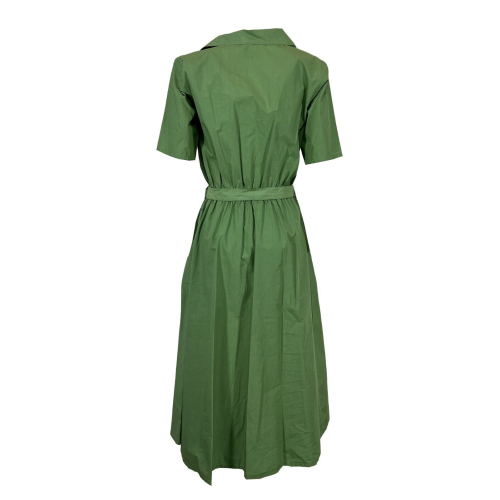 4.10 by BottegaChilometriZero abito donna verde svasato DD23100 100% cotone MADE IN ITALY